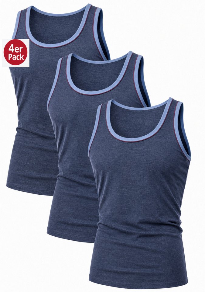 DDOnlineShop Unterhemd Herren Tanktop Lang Achselshirt Melange aus Baumwolle (Spar-Set, 4-St., 5er-Pack) Feinripp,Premium Qualität A403