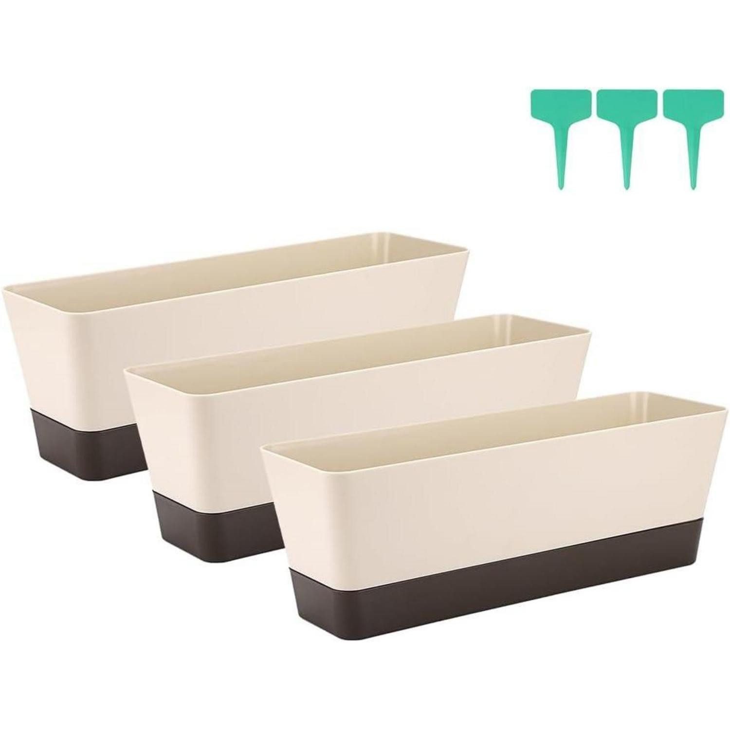 LuxusKollektion Blumentopf Blumenkasten rechteckig Kunststoff Sukkulenten Veilchen 30,5 cm 3