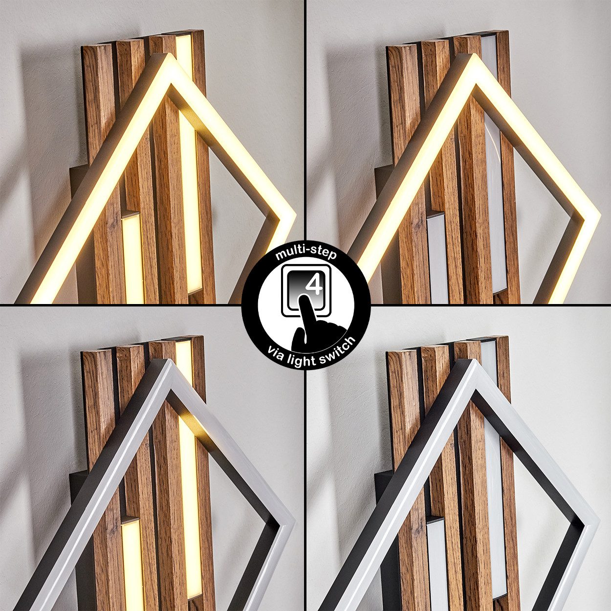 hofstein Wandleuchte Wandlampe aus Metall/MDF/Kunststoff in Schwarz/Holzopt günstig online kaufen
