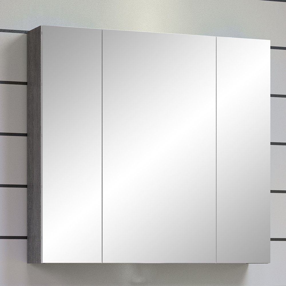 Lomadox Spiegelschrank RAVENNA-19 Badezimmer in Rauchsilber mit 3D Funktion, B/H/T: ca. 80/75/16 cm | Spiegelschränke