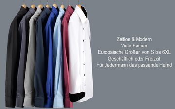 J'S FASHION Businesshemd JS12105 Slim Fit Langarm Herren Hemd mit farblich abgesetzten Elementen, Langarm Kentkragen Uni