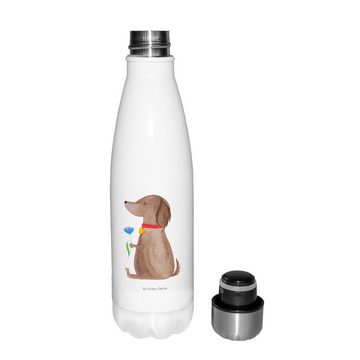 Mr. & Mrs. Panda Thermoflasche Hund Blume - Weiß - Geschenk, Trinkflasche, Hunderasse, Hundemama, Hu, Stilvoll