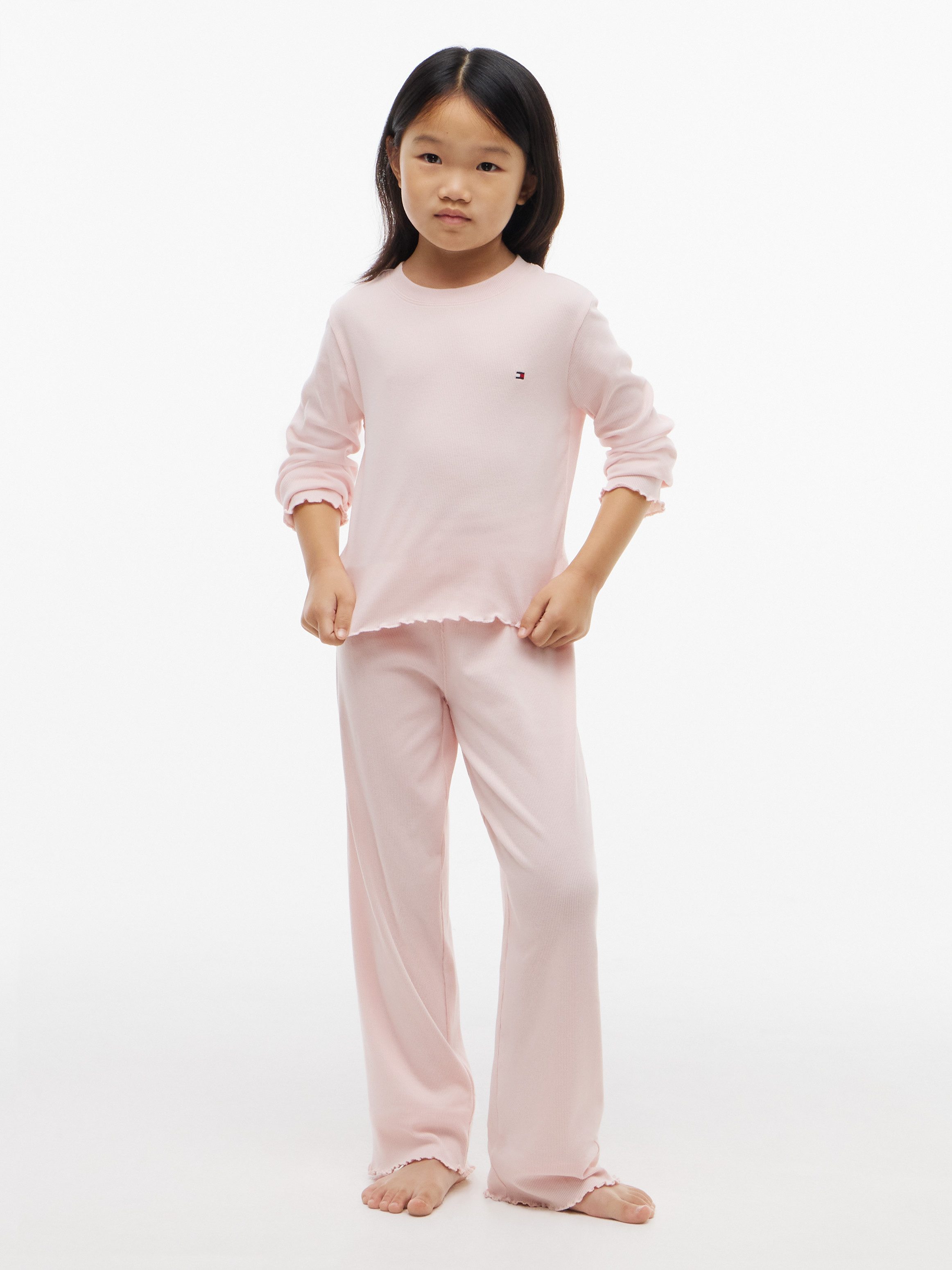Tommy Hilfiger Underwear Pyjama mit geripptem Bund und Tommy-Logo, gerippte Struktur