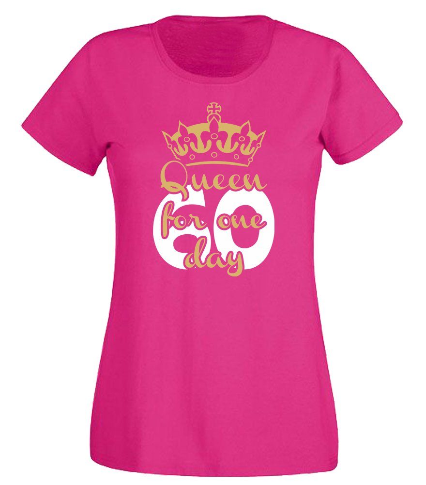 G-graphics T-Shirt Damen T-Shirt - 60 – Queen for one day zum 60. Geburtstag, mit trendigem Frontprint, Slim-fit, Aufdruck auf der Vorderseite, Spruch/Sprüche/Print/Motiv