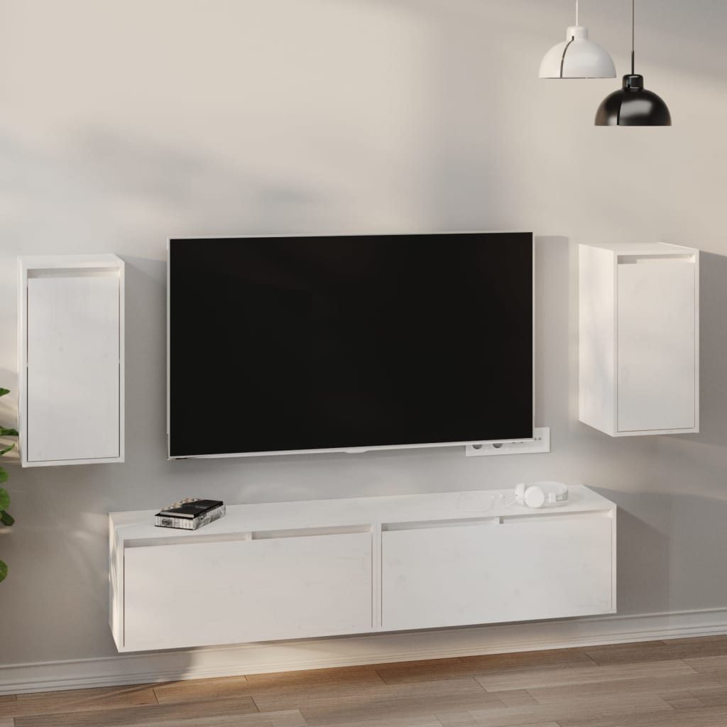 vidaXL Hängeschrank NA Hängeschrank Wandschränke 2 Stk Weiß 30x30x60 cm Massivholz Kiefer