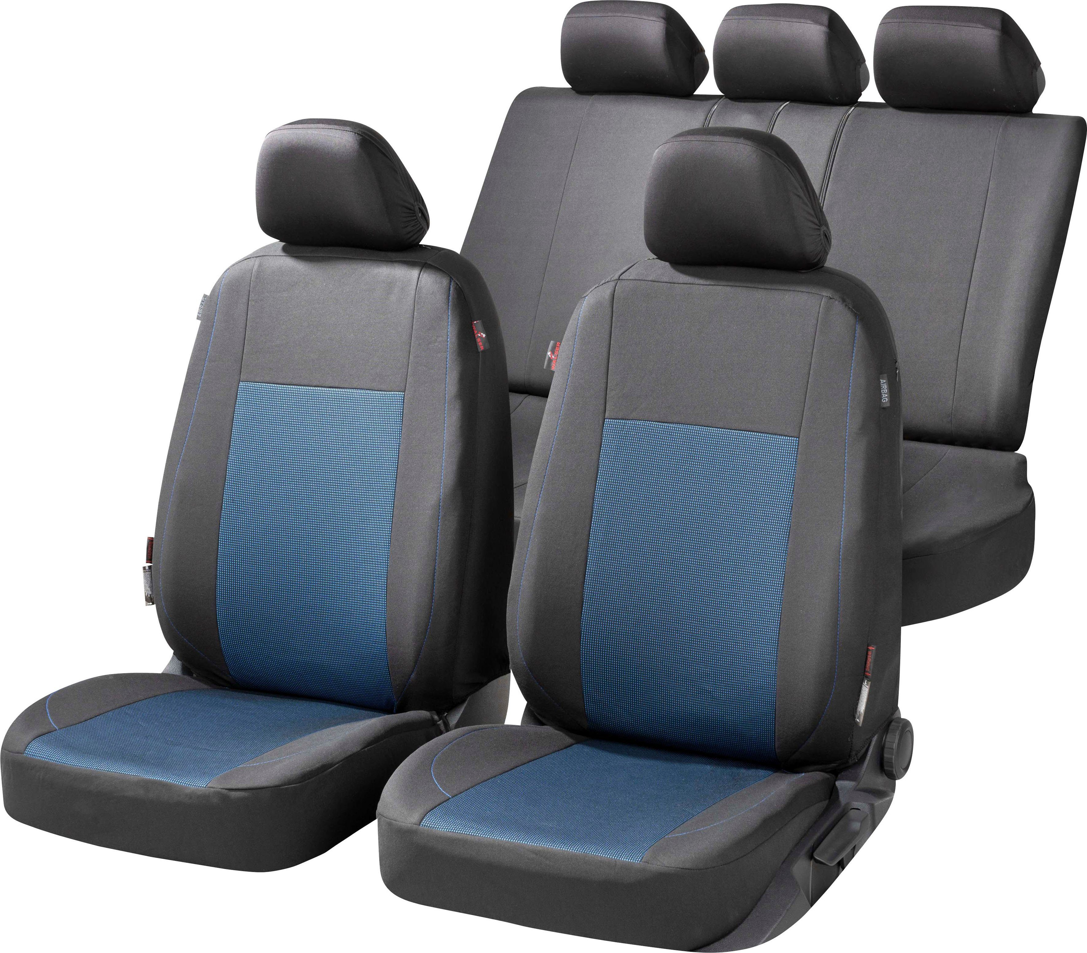 RoyalClass® Autositzbezug Sitzbezüge passend für für Audi A1 (Schwarz-Weiß),  Set