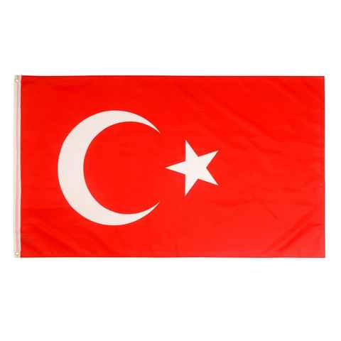 PHENO FLAGS Flagge Türkei Flagge 90 x 150 cm Türkische Fahne Bayrak Türkiye Bayragi (Hissflagge für Fahnenmast), Inkl. 2 Messing Ösen