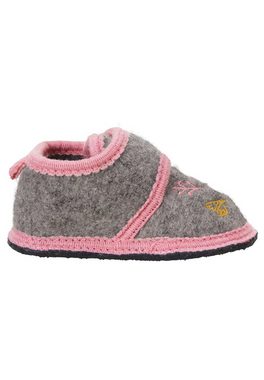 Sterntaler® Hausschuh Hausschuh (1-tlg) Baby Hausschuhe Mädchen Jungen, Filz-Hausschuhe in Grau mit Rosa Einfassband - Babyschuhe mit Klettverschluss und rutschfester Sohle - Kinderschuhe mit Anti-Rutsch-Sohle - Filzschuhe mit Stickmotiv "Hase"