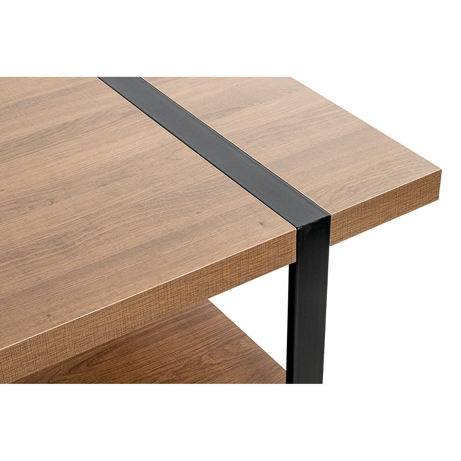 HAKU Couchtisch SARAGOSSA 1 Tisch - eiche-schwarz - Metall, Spanplatte - B. 120cm (1xCouchtisch, Loungetisch - Sitzbeistelltisch), Sofatisch - Wohnzimmertisch - Kaffeetisch - Beistelltisch