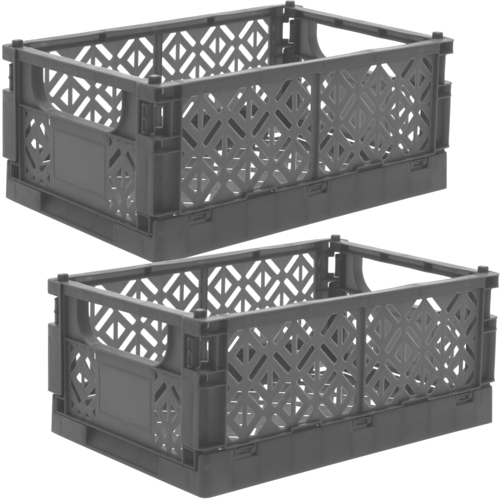 Koopman Klappbox Transportbox Kleinteilebox Faltbox Box Kiste 25x16x10cm, Grau, Faltbar, Kunststoff, Tragegriffe, Stabil