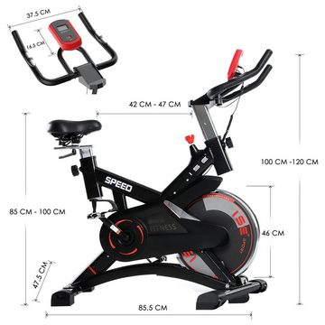 ISE Fitnessbike ISE Speedbike Heimtrainer mit Puls, LCD Anzeige, SY-7005-1