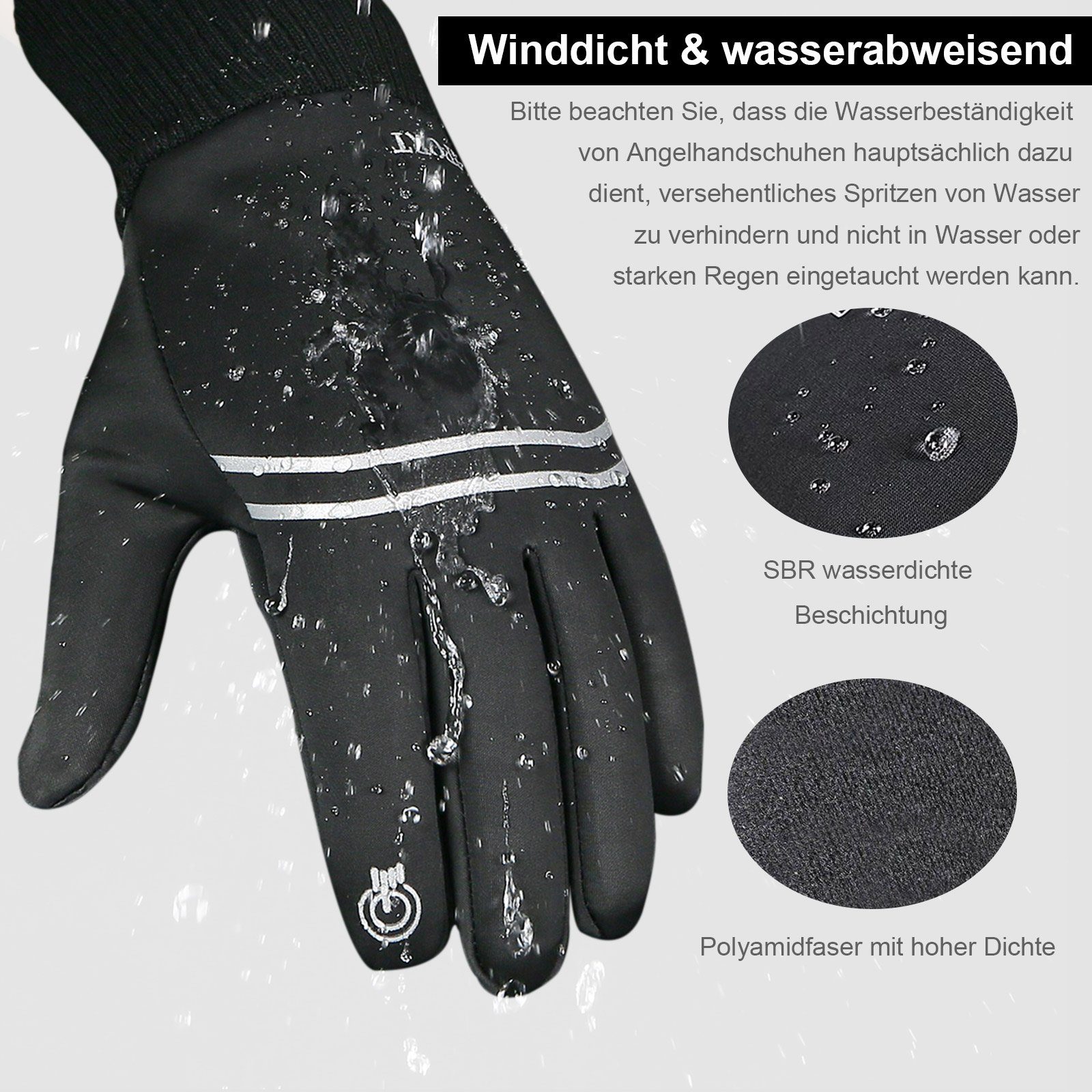 Angelhandschuhe Anti-Rutsch Warm Outdoor Winter Blau Schießsport Wasserdicht, Sunicol Winddicht Fleecehandschuhe