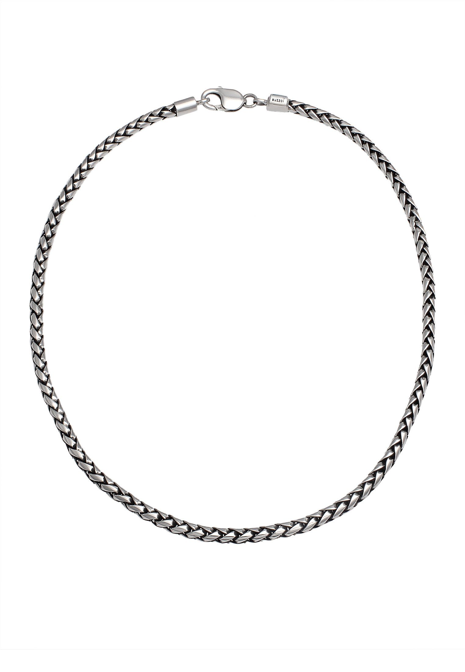 Trend 925 Kuzzoi Stilvolles harmonischer Silber, mit Accessoire Zopfkette Oxidiert Herren Silberkette Massiv Gliederung