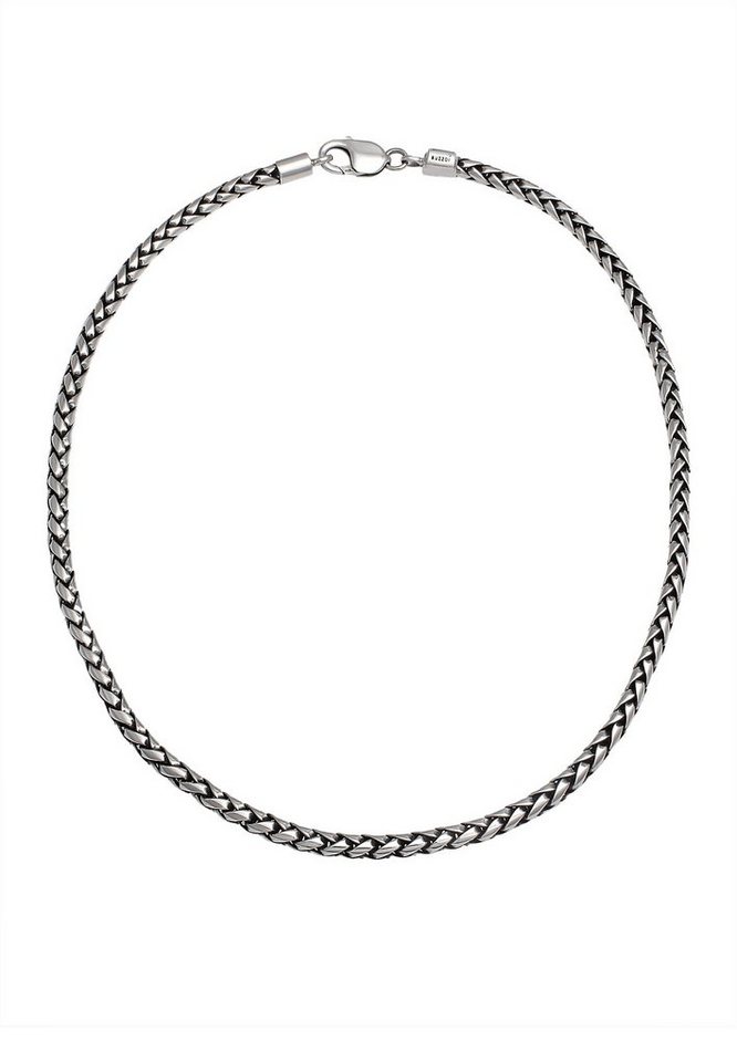 Kuzzoi Silberkette Herren Zopfkette Trend Oxidiert Massiv 925 Silber,  Stilvolles Accessoire mit harmonischer Gliederung