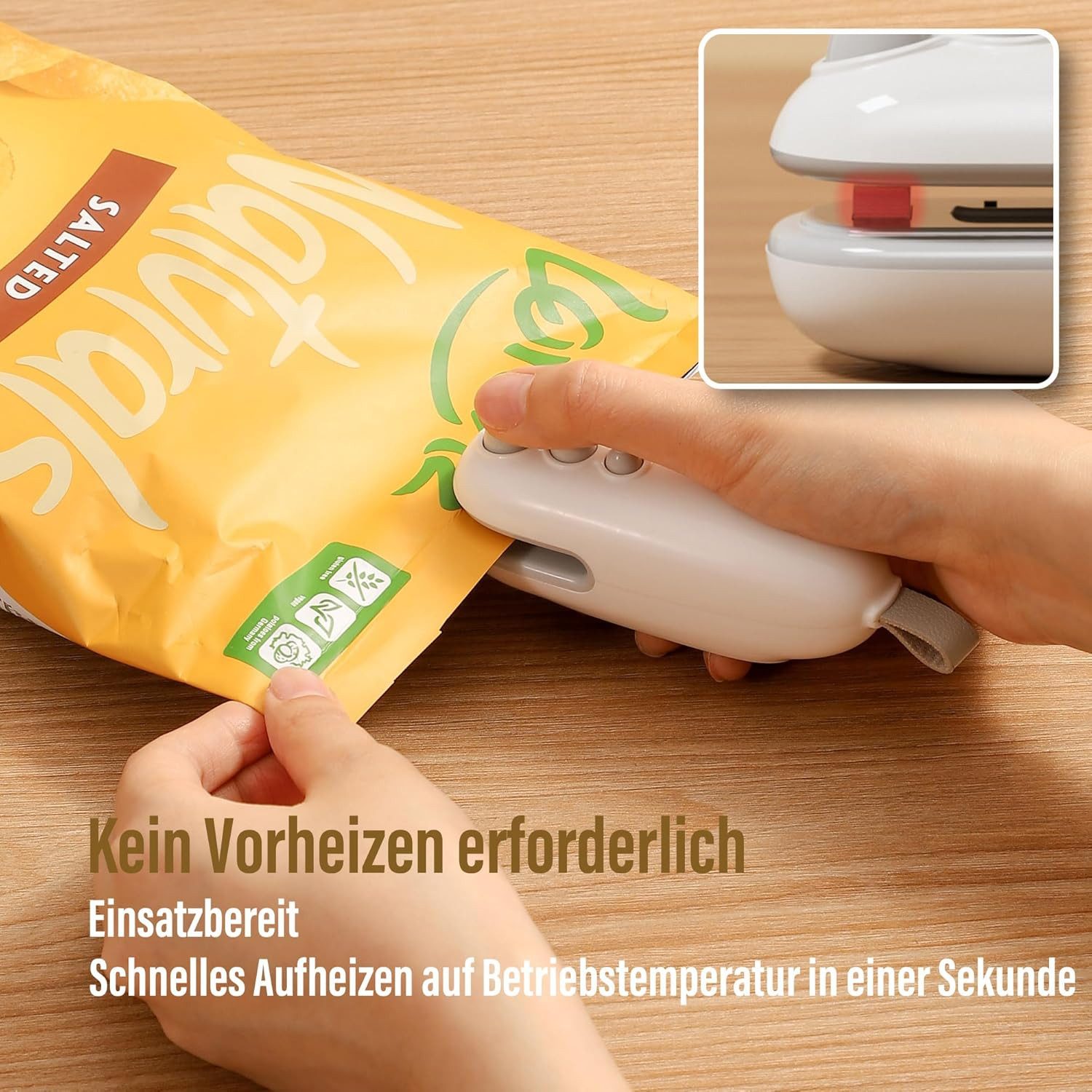 FELIXLEO Aufblasbares Bällebad Mini Folienschweißgerät Bag Sealer mit Cutter Wiederaufladbar Blau.