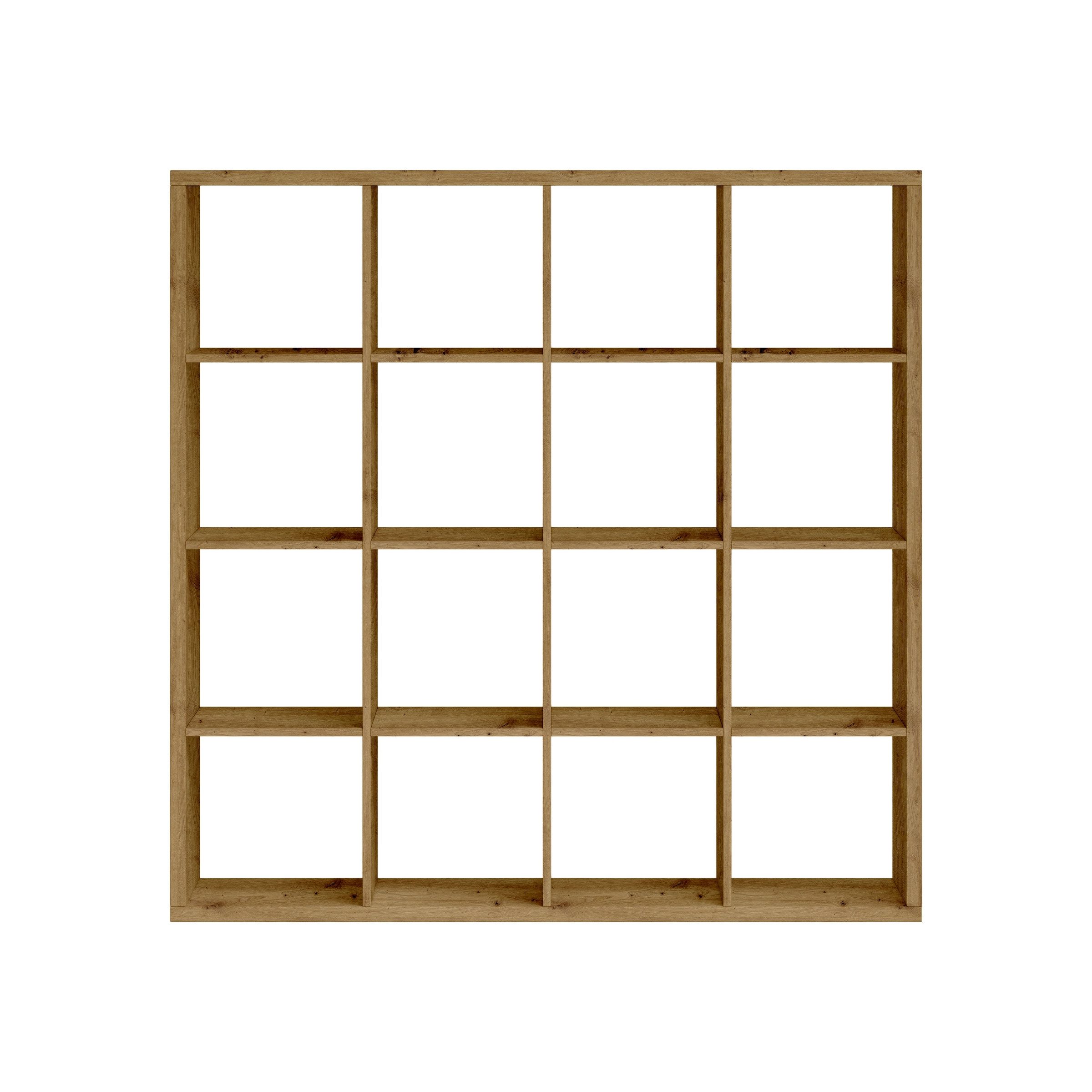 PREISBRECHER Raumteiler Style, 16 Fächer, Artisan Eiche Dekor - 147x147x38cm (BxHxT)