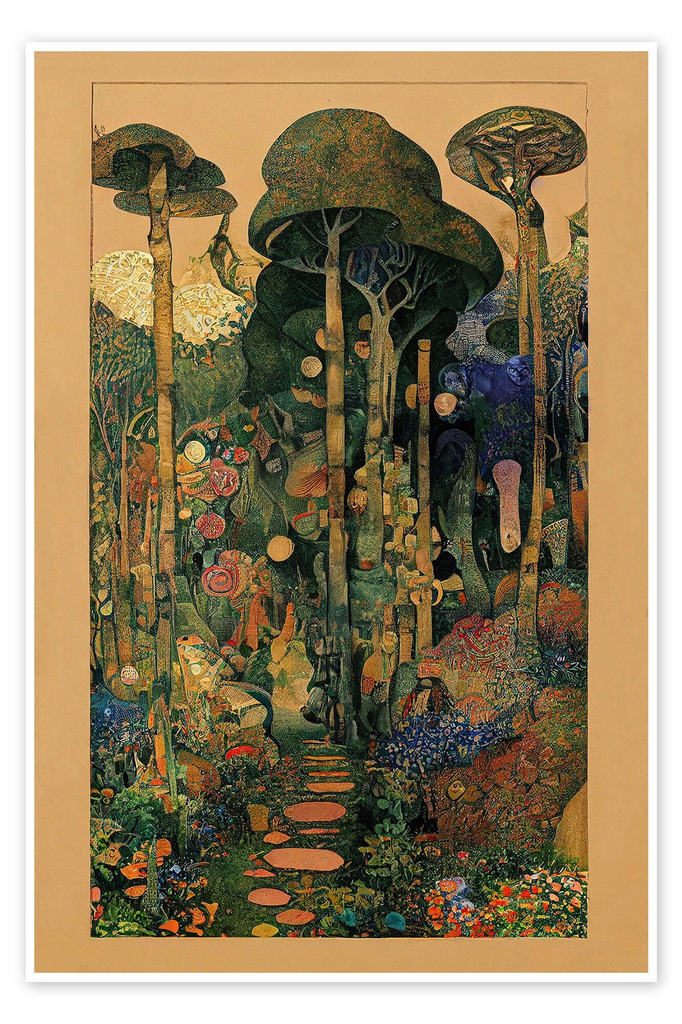 Posterlounge Poster Mariusz Flont, Magische Gärten - Collage II, Wohnzimmer Vintage Illustration