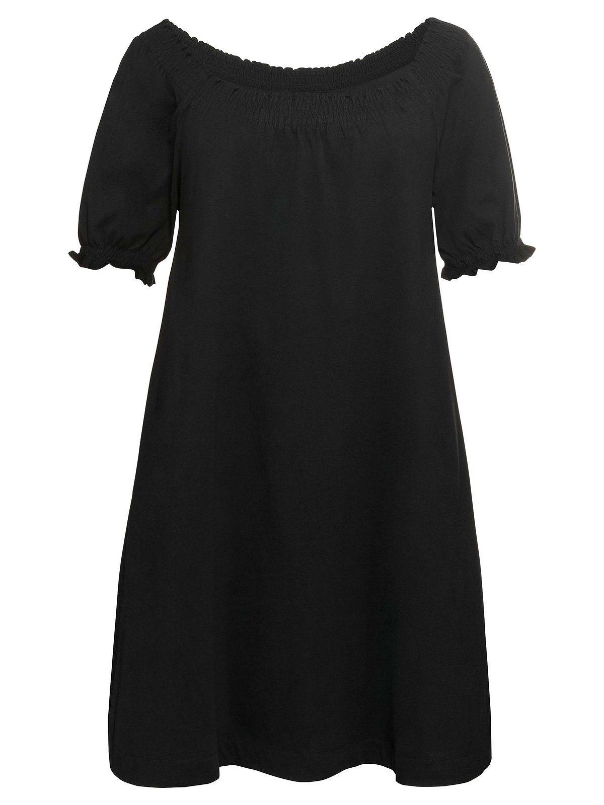 Sheego Jerseykleid Größen mit Smok-Ausschnitt und Puffärmeln Große