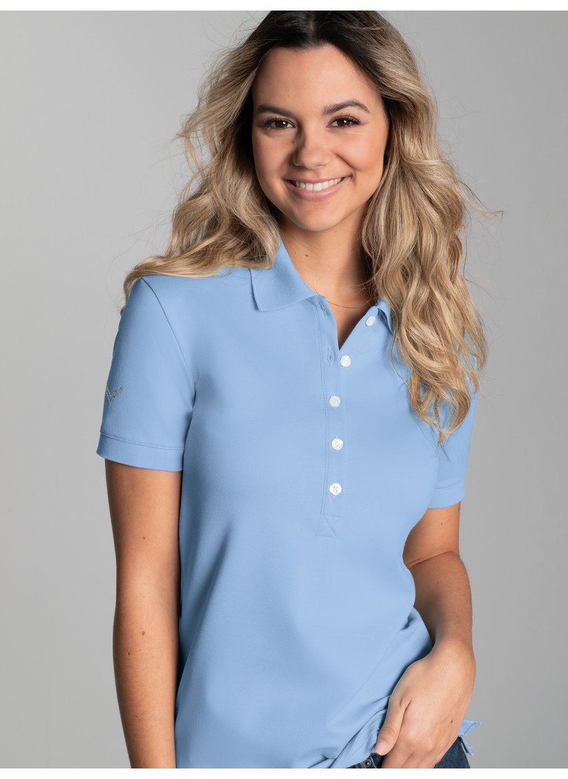 Trigema Poloshirt TRIGEMA Poloshirt mit Kristallsteinen (1-tlg)