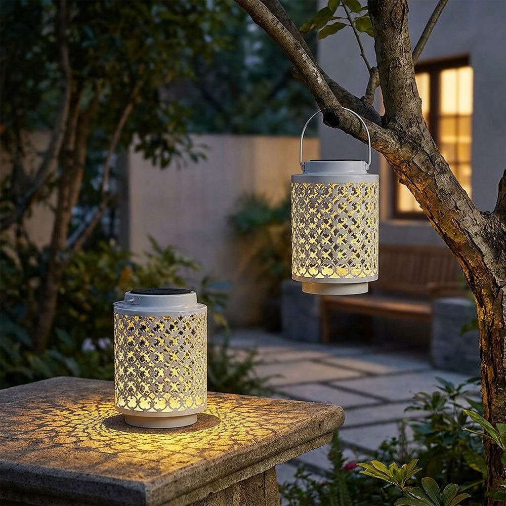 NOWA LED Solarleuchte, LED-Leuchtmittel fest verbaut, Solarlampe Außenleuchte Gartendeko LED Laterne orientalisch 2er Set
