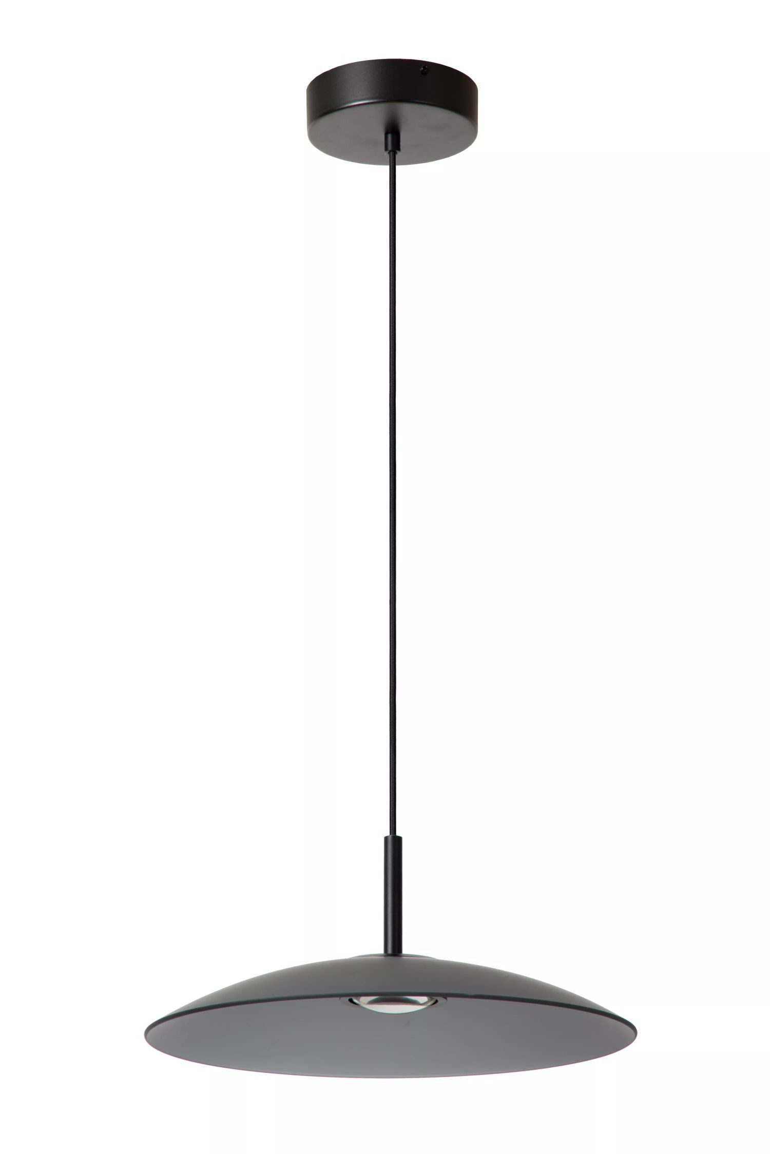 Licht-Erlebnisse Pendelleuchte SOMAR, LED fest integriert, Warmweiß, LED Metall Rauchglas D: 40 cm rund H: max. 150 cm Schwarz Rauchgrau
