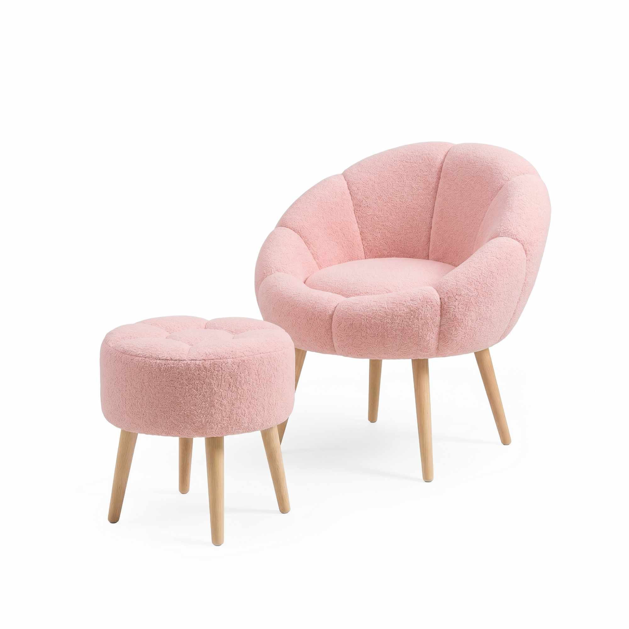 Skye Decor Pouf Bliss-Lida (Set, 2-St., 1 Stühl 1 Pouf), Mit Wellsoft-Bezug