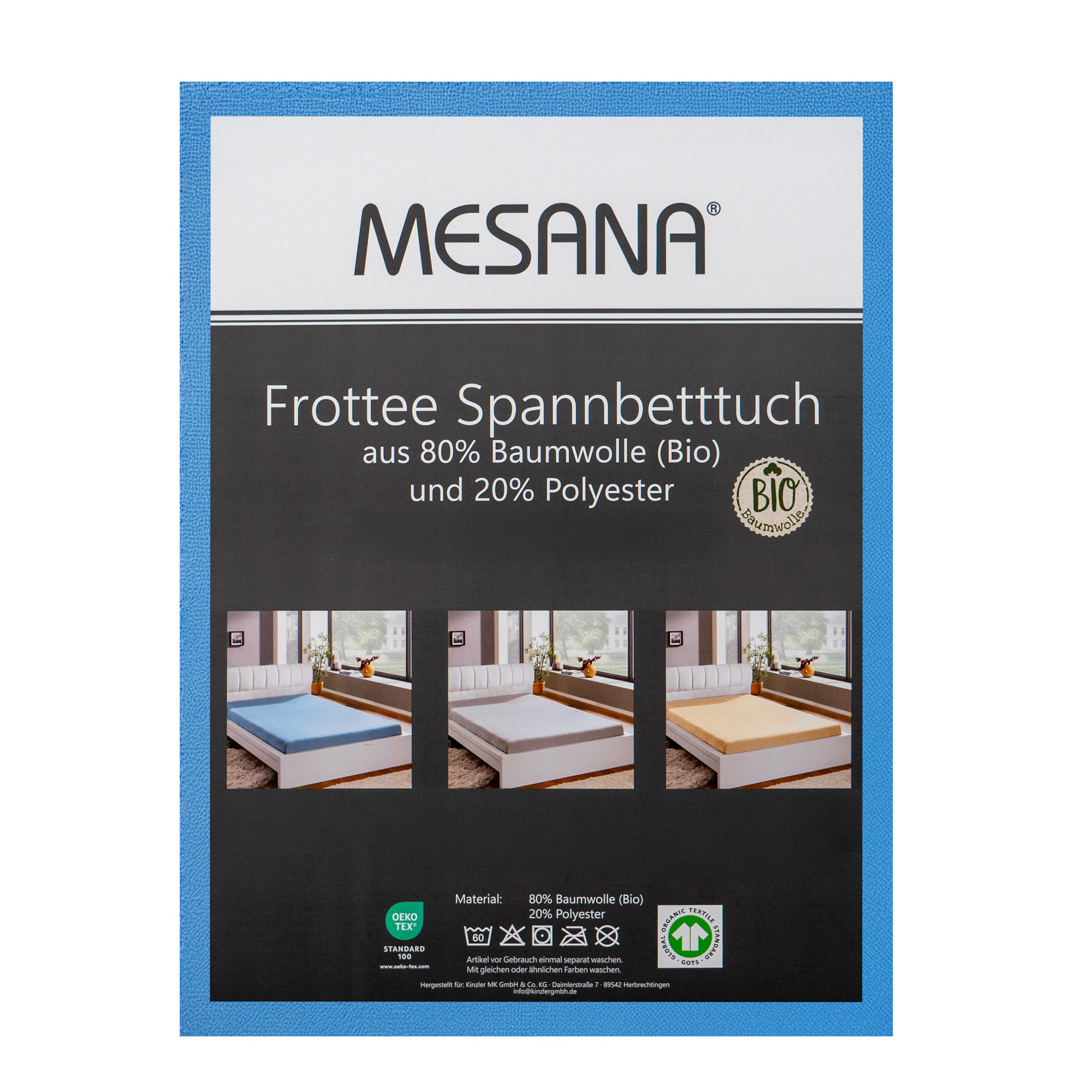 MESANA Spannbettlaken Frottee, Baumwolle, Gummizug: rundum, (1 Stück), unifarben