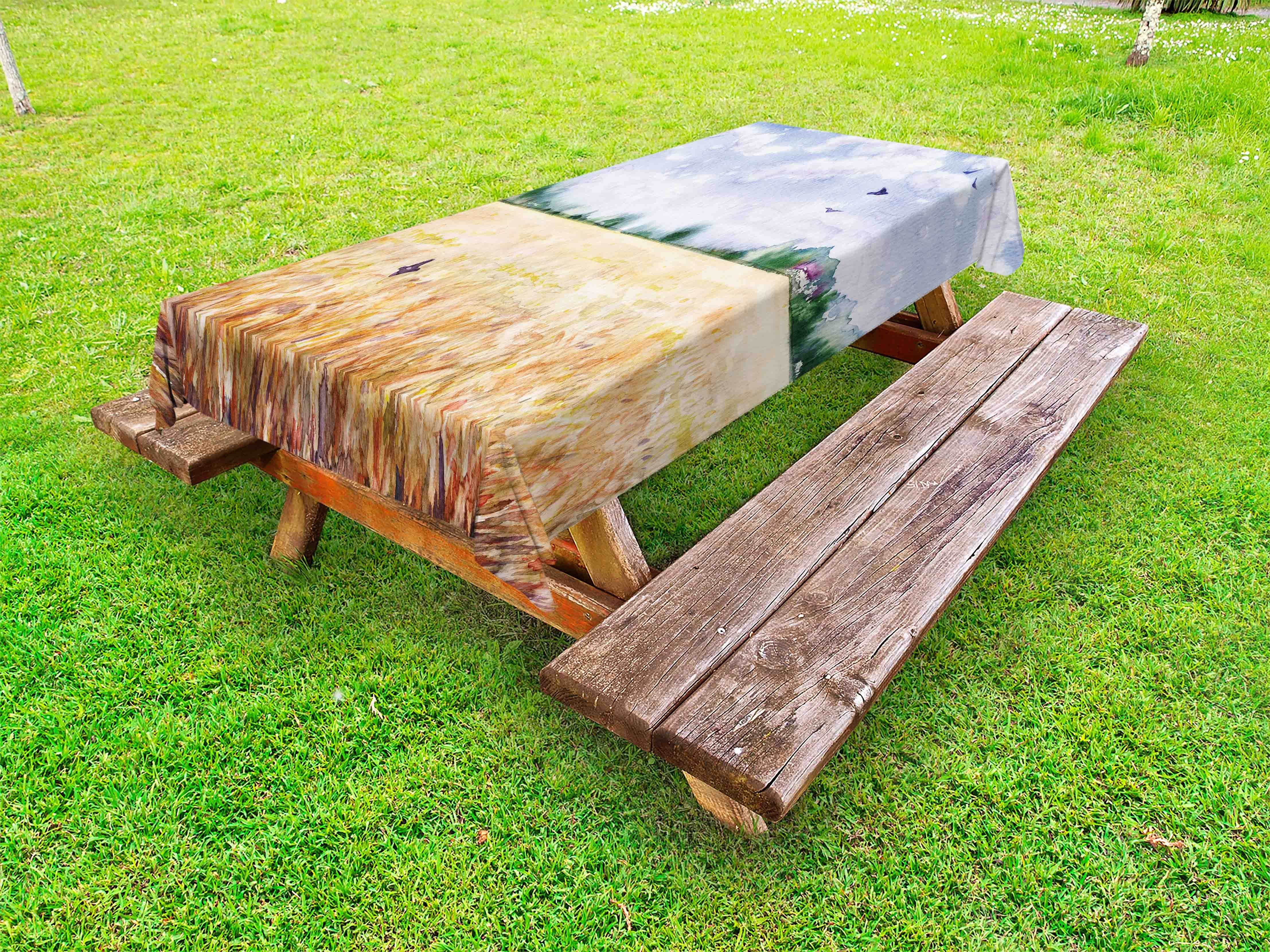 Abakuhaus Tischdecke dekorative waschbare Picknick-Tischdecke, Ernte Aquarell ländliche Themen Kunst