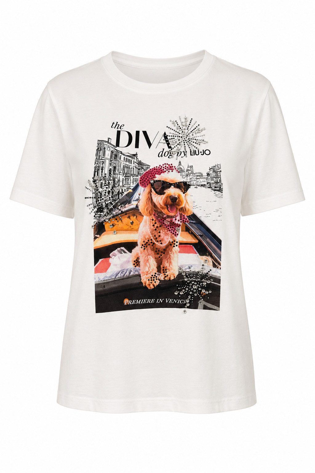 Liu Jo T-Shirt ECS T-SHIRT SLIM FIT M/C - Baumwollshirt mit Hundemotiv