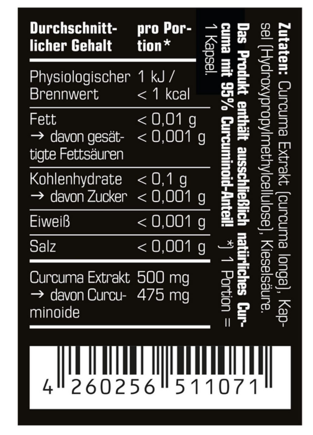 SRS NUTRITION SRS Nutrition Curcuma 95 Extrakt ultra-mikronisiert Kapseln, 36 g, 30-fach konzentrierter als Curcuma-Gewürz