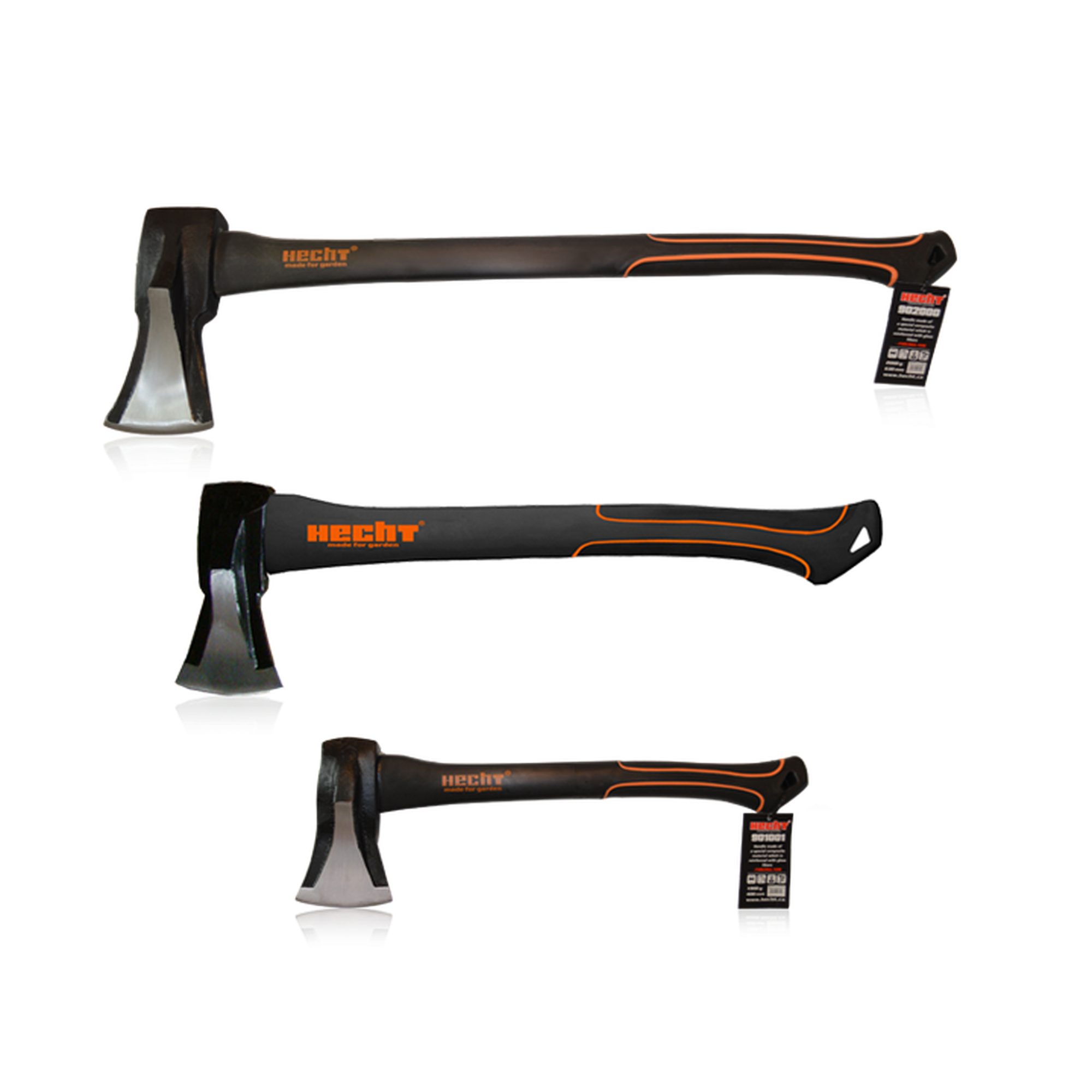 Hecht Axt 40cm Spaltbeil 55cm Spaltaxt 63cm Spaltaxt Set, (3-St), Gummierter Handgriff