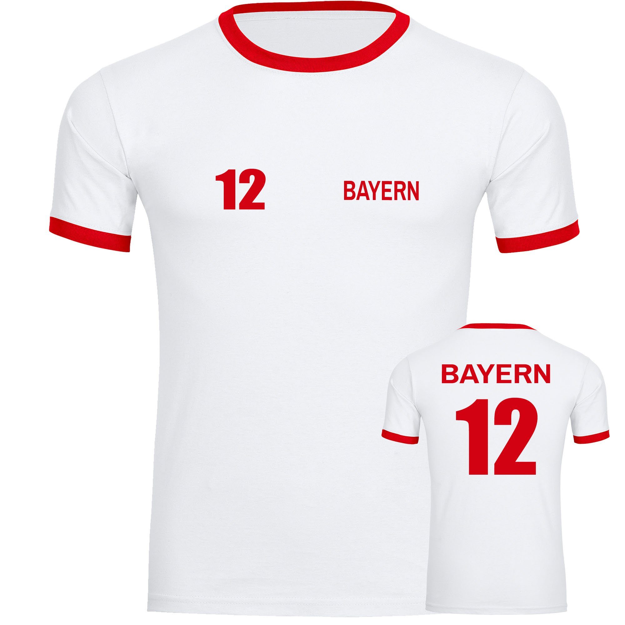 multifanshop T-Shirt Kontrast Bayern - Trikot 12 - Männer