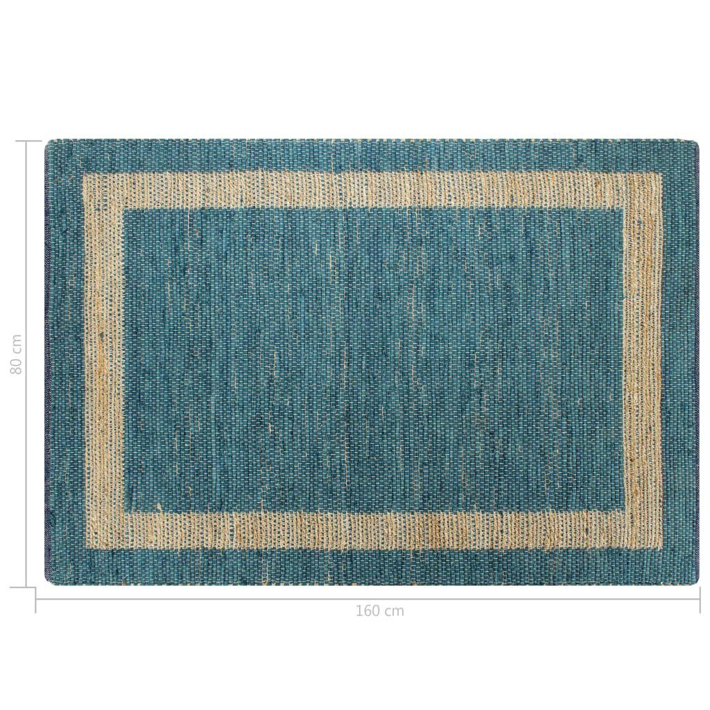 80x160 Rechteckig Teppich Teppich Handgefertigt vidaXL, Jute Blau cm,