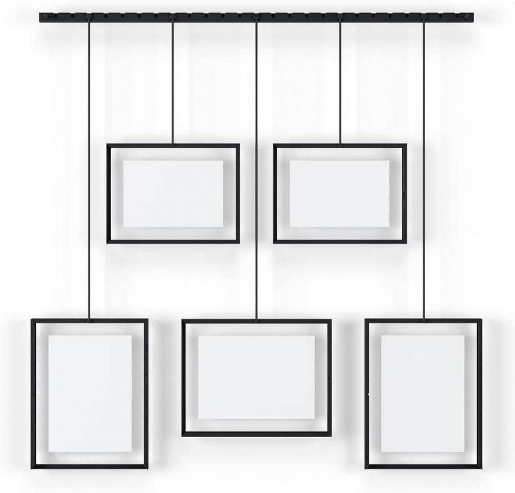 Umbra Bilderrahmen Collage Exhibit Foto Collage Bilderrahmen 1001201-921 schwarz, für 5 Bilder, Bilderrahmen auf der Leiste flexibel umpositionierbar