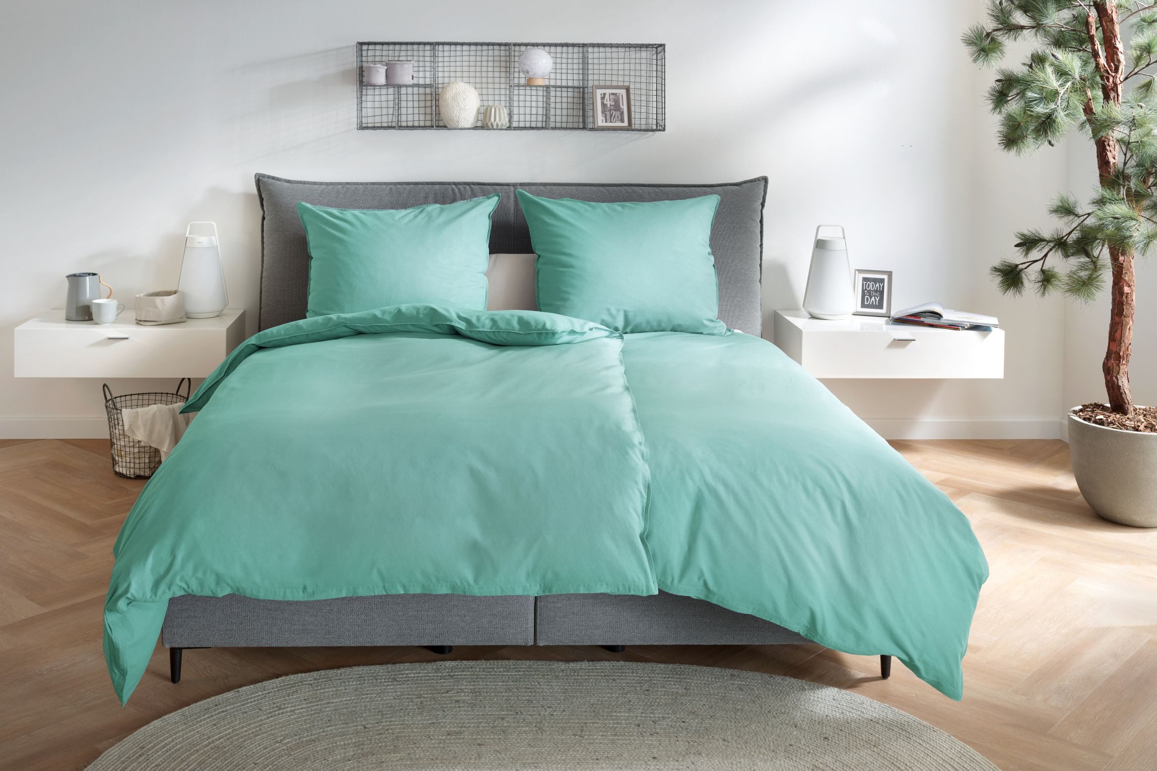 H.G. Hahn Haustextilien Bettwäsche Hahn Renforce Bettwäsche 135x200 stonewashed jelly mint grün uni, Renforce, 2 teilig, für Sommer und Winter, weicher Griff