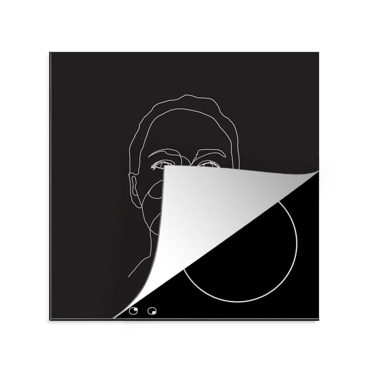 MuchoWow Herdblende-/Abdeckplatte Frauen - Strichzeichnungen - Porträt, Vinyl, (1 tlg), 78x78 cm, Ceranfeldabdeckung, Arbeitsplatte für küche
