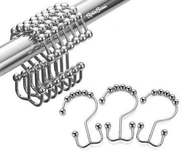 Duschvorhangringe Doppelte Duschvorhang-Hakenringe aus Edelstahl, 12er-Set, 2 Lb. Depot, Duschvorhang, Rostfrei