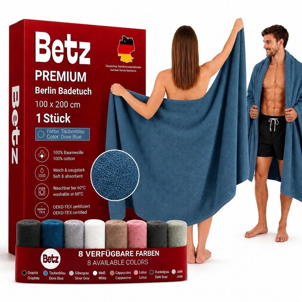 Betz Badetuch 2 Stück Saunatücher groß XXL Berlin 100x200 cm, 100% Baumwolle (Set, 2-St), Badetuch Saunatuch Badetücher Saunatücher