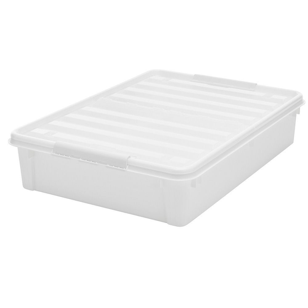 Orthex Aufbewahrungsbox SmartStore Bettroller 60L mit Deckel und Rollen, transparent weiss