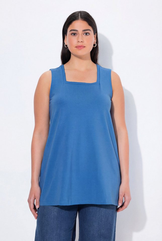 Ulla Popken Longshirt Longtop Classic Fit Carré-Ausschnitt ärmellos