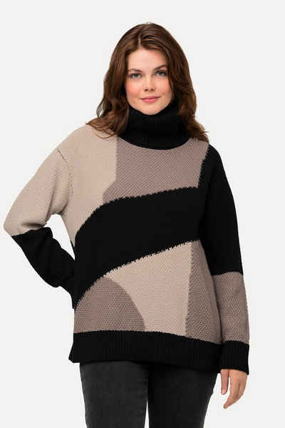 Ulla Popken Rollkragenpullover Pullover Colorblocking Rollkragen Langarm