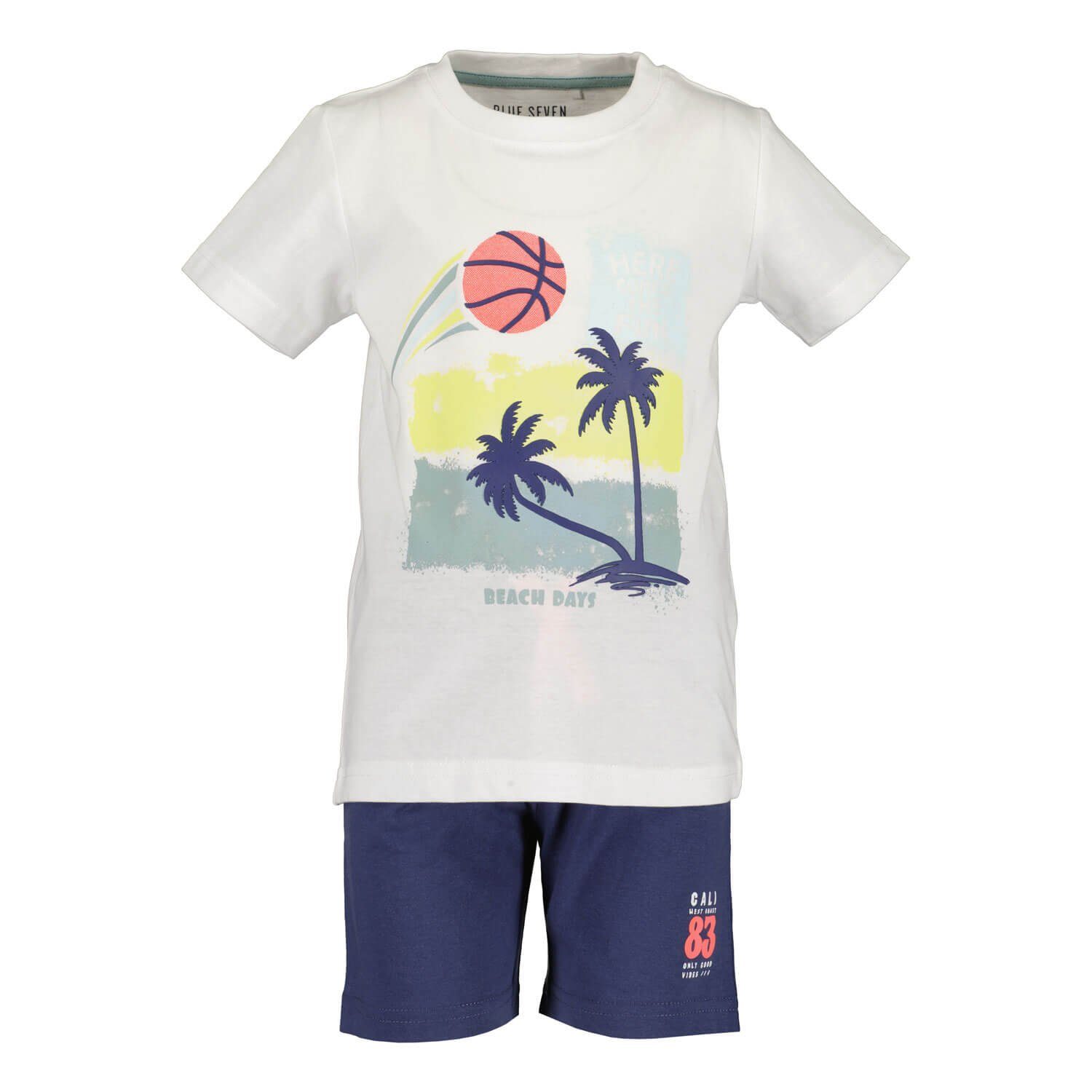Blue Seven T-Shirt Jungs Kurzarm-Shirt & Shorts im Set - Shirt und Kurze Hose mit Print weiß
