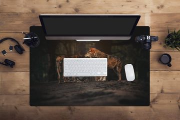 MuchoWow Gaming Mauspad Wolf - Tiere - Wald (1-St), Büro für Tastatur und Maus, Mousepad Gaming, 90x60 cm, XXL, Großes