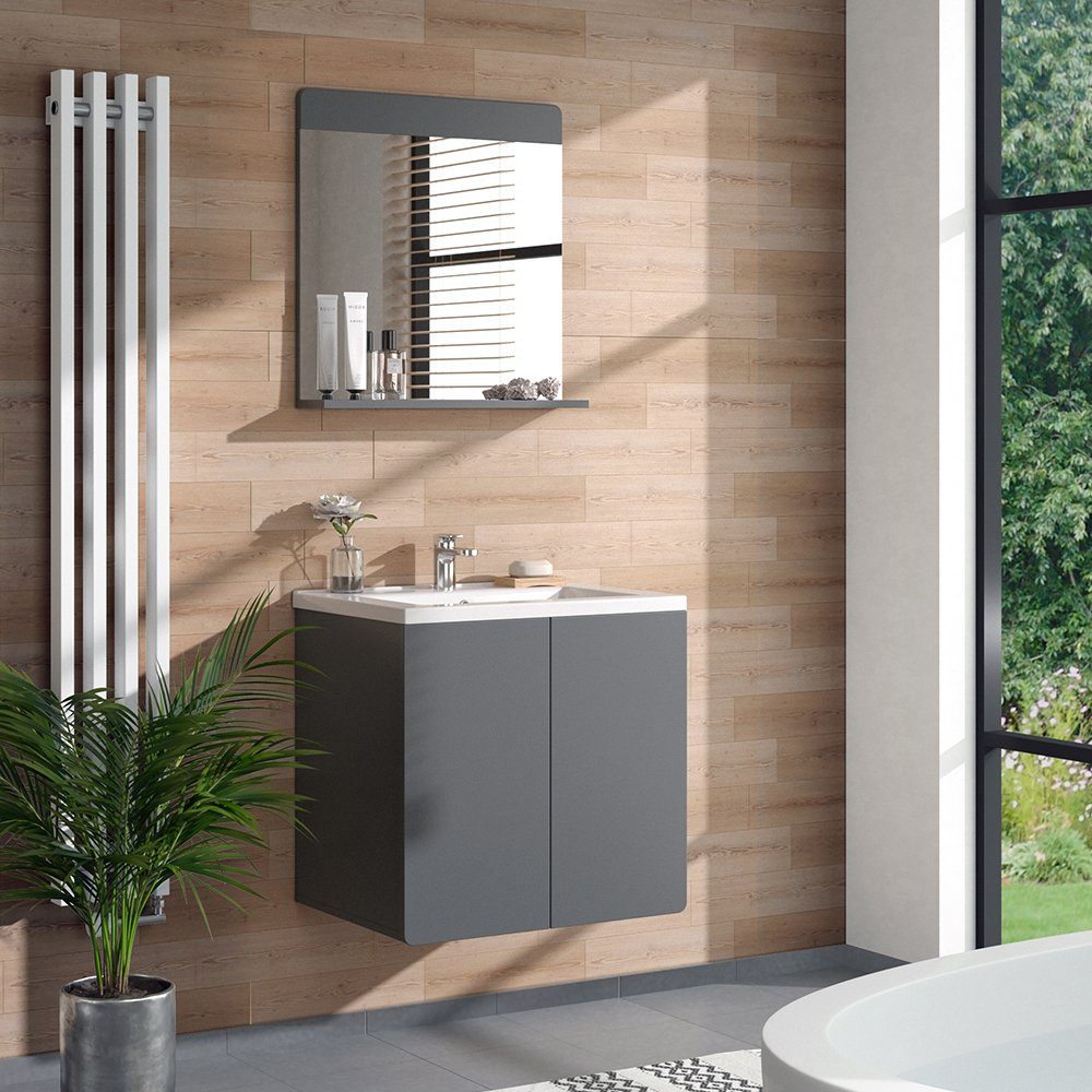 Vicco Badspiegel Izan, Grau, 60 x 62 cm (1-St)