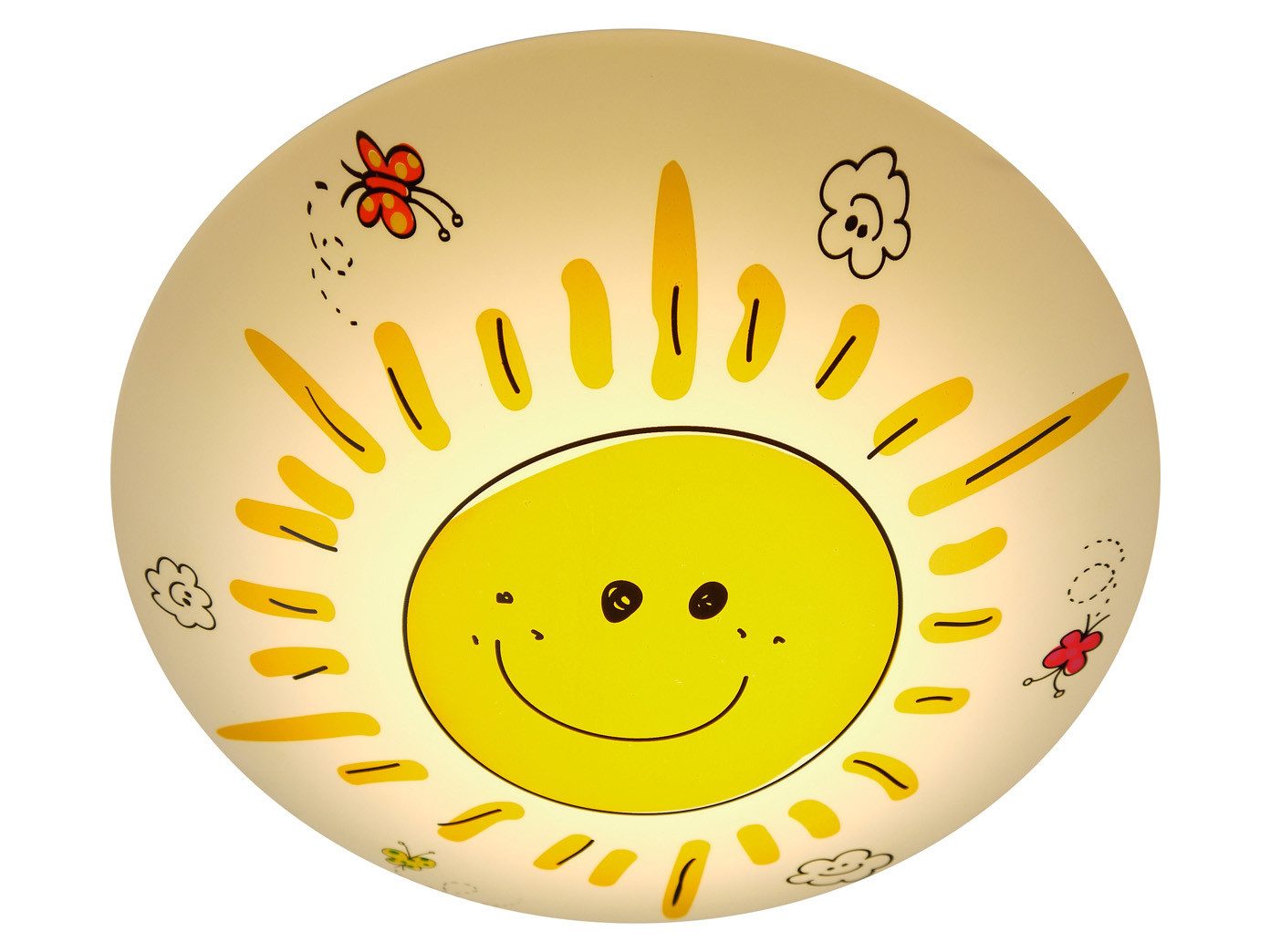 niermann LED Deckenleuchte für Kinder mit Sonnen-Motiv, Ø 35cm, dimmbar, LED wechselbar, Warmweiß, Coole Kinder-Lampe flach für die Decke im Jugendzimmer & E27 LED