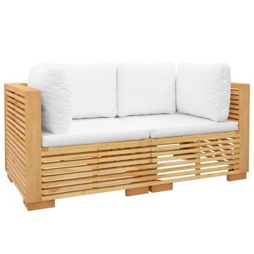 vidaXL Gartenlounge-Set Garten-Ecksofas mit Kissen 2 Stk. Massivholz Teak, (2-tlg)