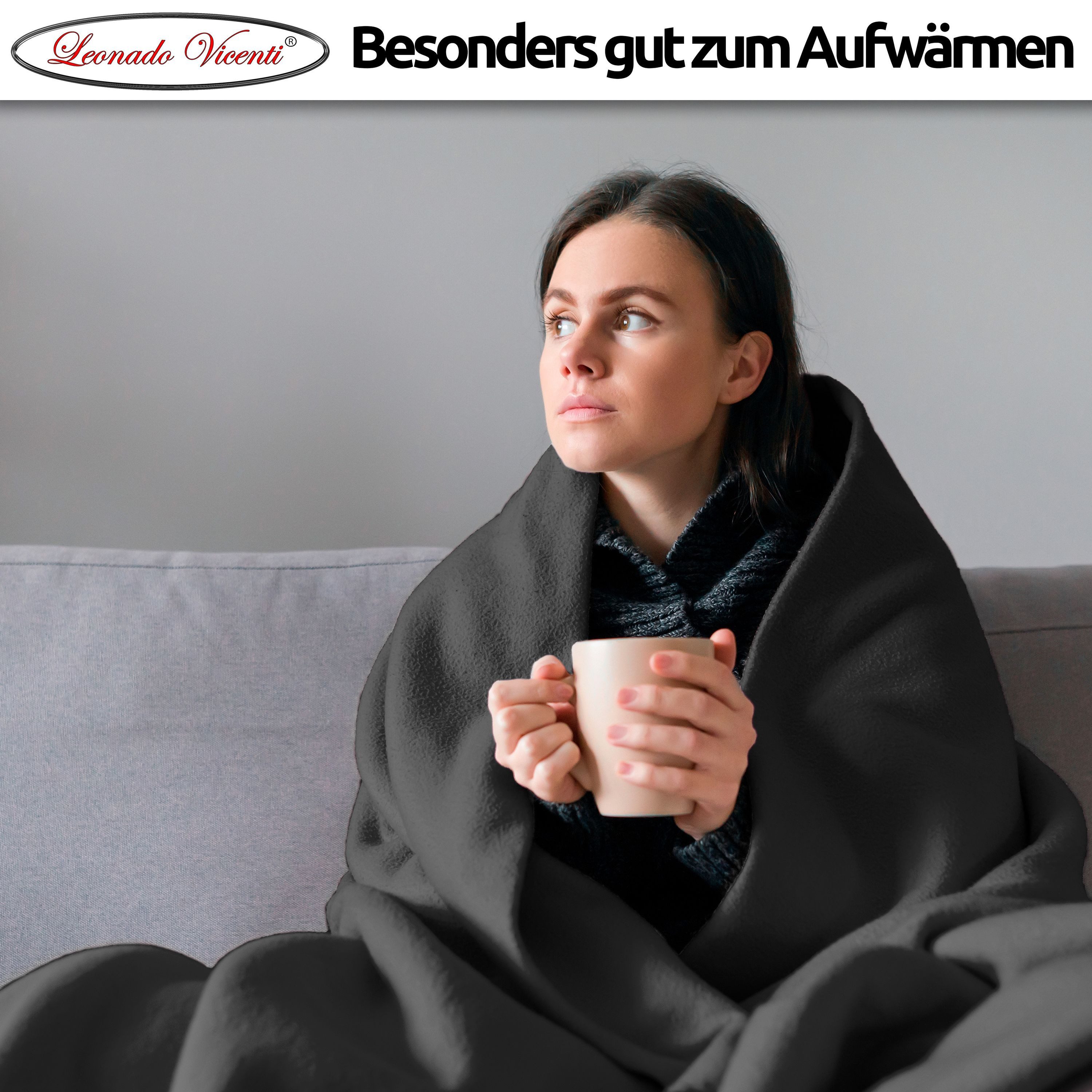 Wohndecke kuschelig warm 150x200, 220x240 oder 270x230, Leonado Vicenti, Kuscheldecke flauschig weich, Einfarbig – Bild 5 von 5