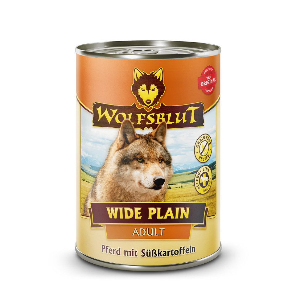 Wolfsblut Wide Plain Adult - hypoallergenes Nassfutter mit Pferd 6x395g, Nassfutter für: Hunde