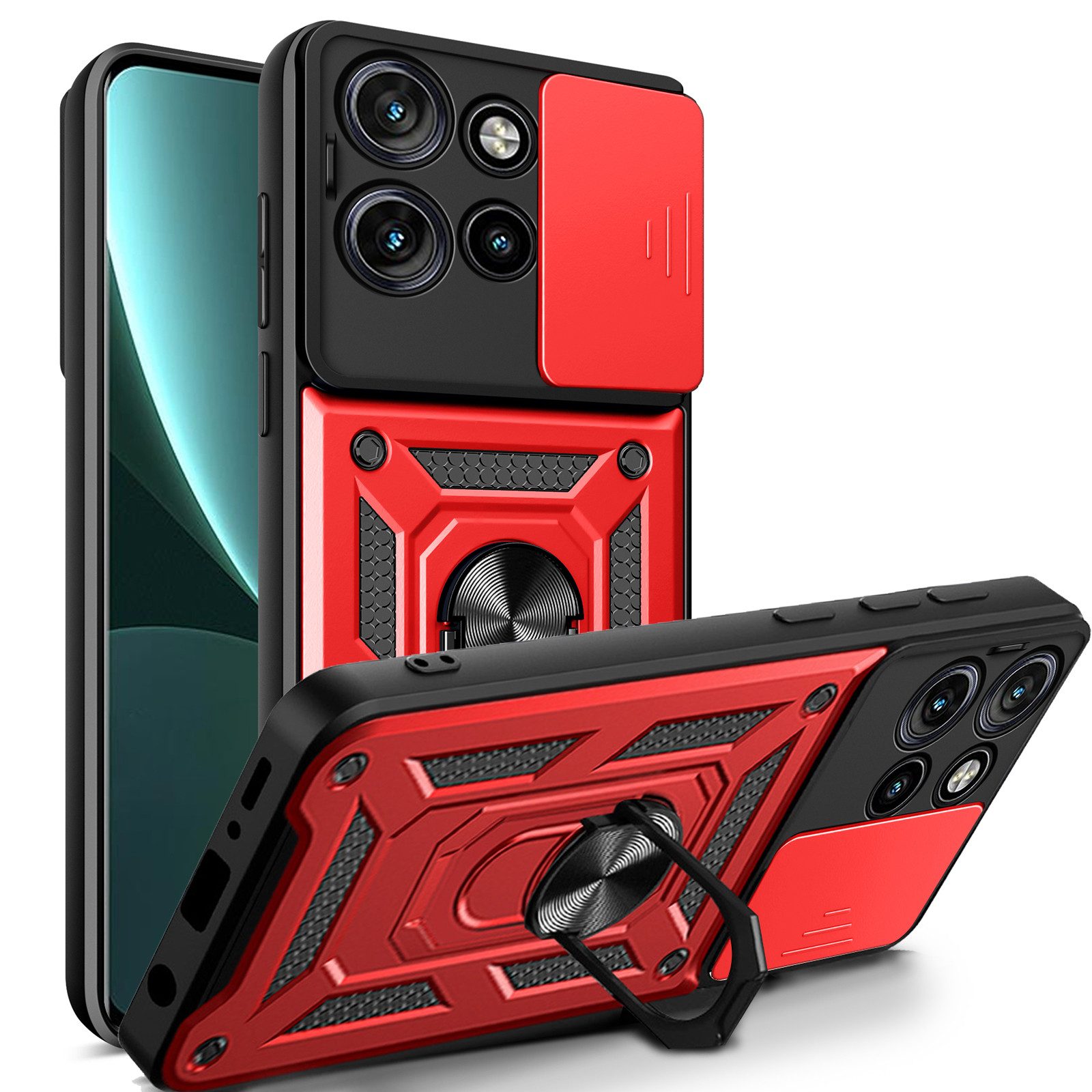 betterfon Handyhülle für Motorola Edge 50 Neo Hülle Schutzhülle mit Kameraschutz, Outdoorhülle mit Ringhalter, Silikonkern & präziser Passform