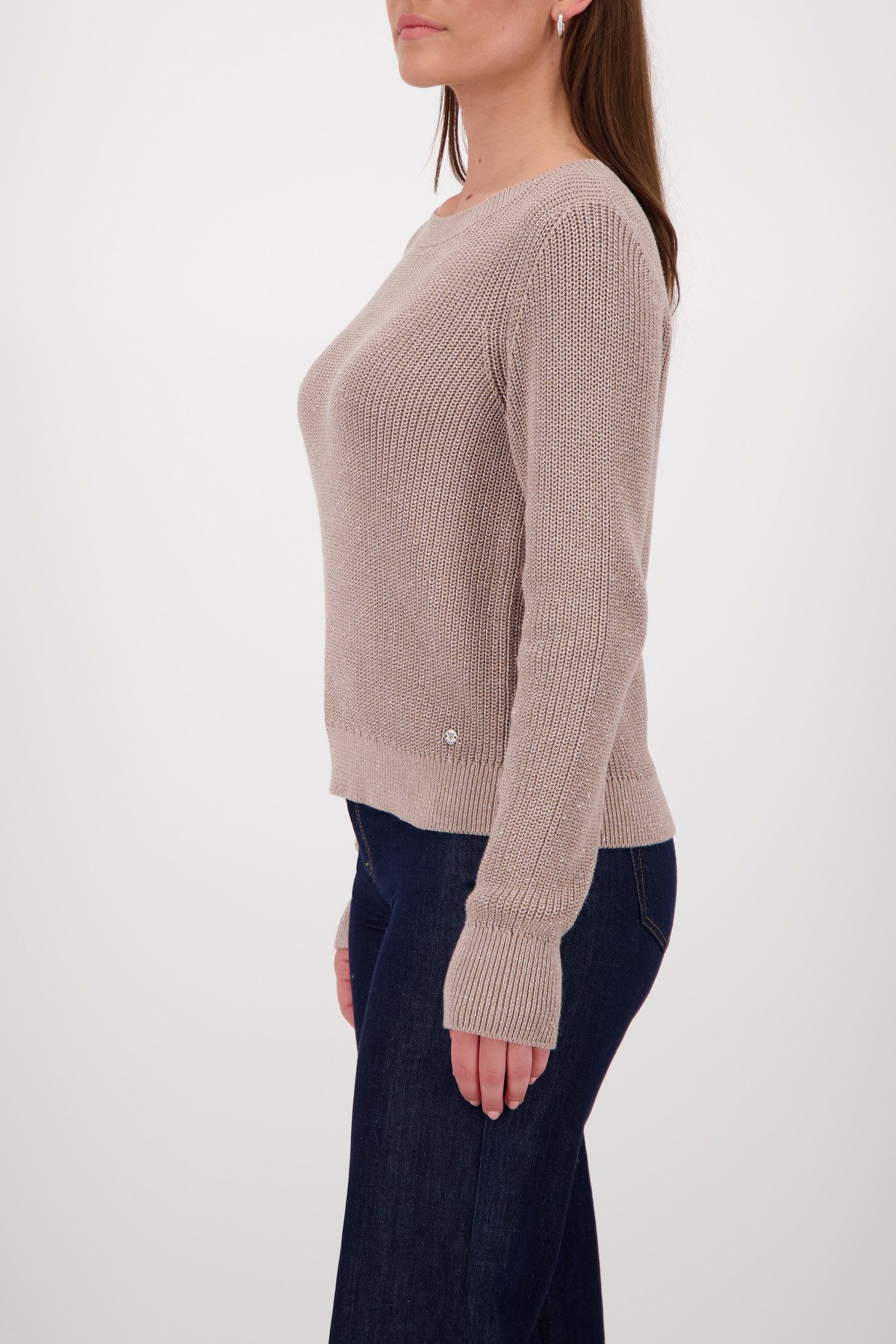Monari Strickpullover Pullover Basic Lurex Mit Rundhalsausschnitt günstig online kaufen